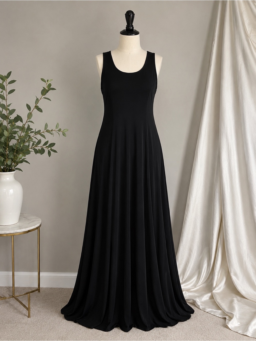 Michael Kors Black Maxi Skirt with Flowing Panels with front slit